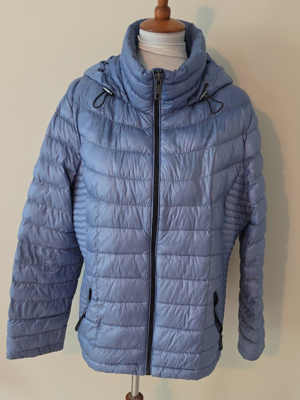 Calvin Klein Light Blue Quilted Puffer Jacket with Hood